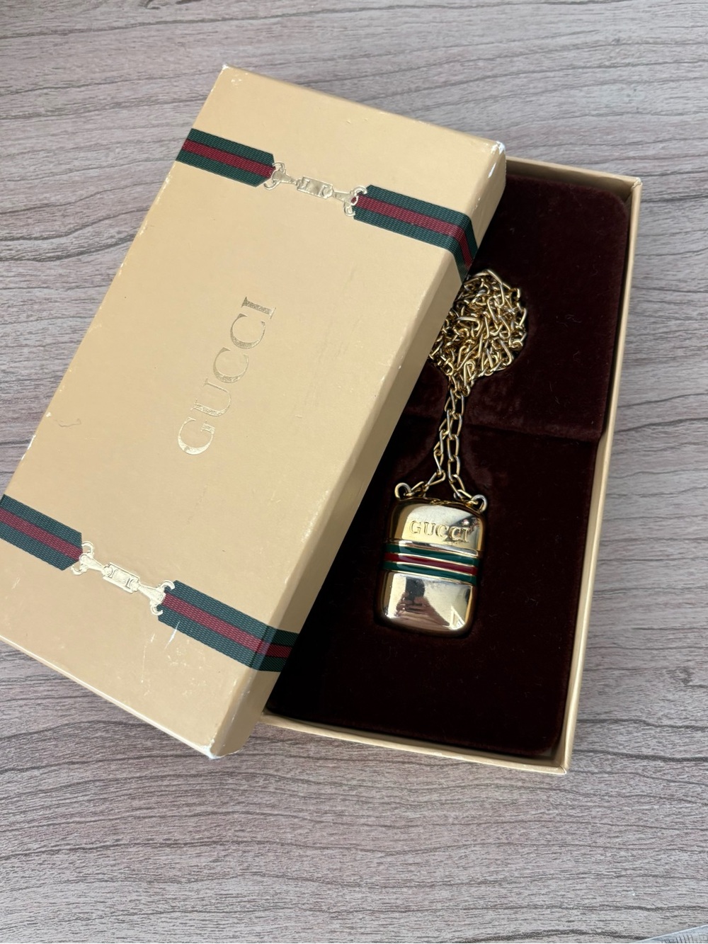 Vintage Gucci pill case necklace Very Rare in Box
